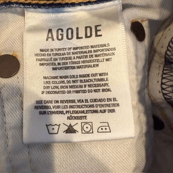 AGOLDE Riley High Rise Cropped Straight Jeans Button Fly Light Distress Size 23 - Picture 8 of 14